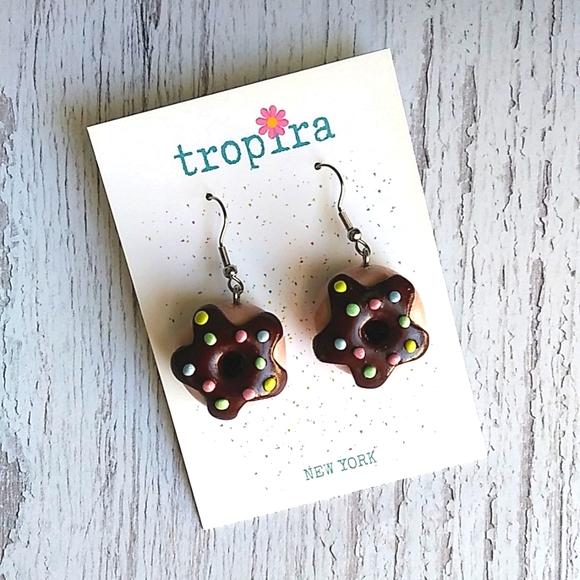 Chocolate Frosted Donut Earrings 🍩 🍩 🍩 - Picture 2 of 8